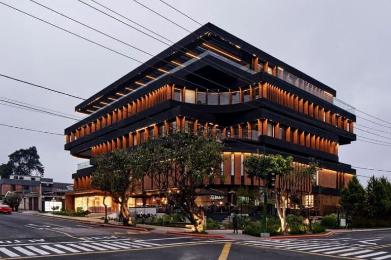 Paz Architectura creates a stacked structure meant to reflect "basic concepts of time"