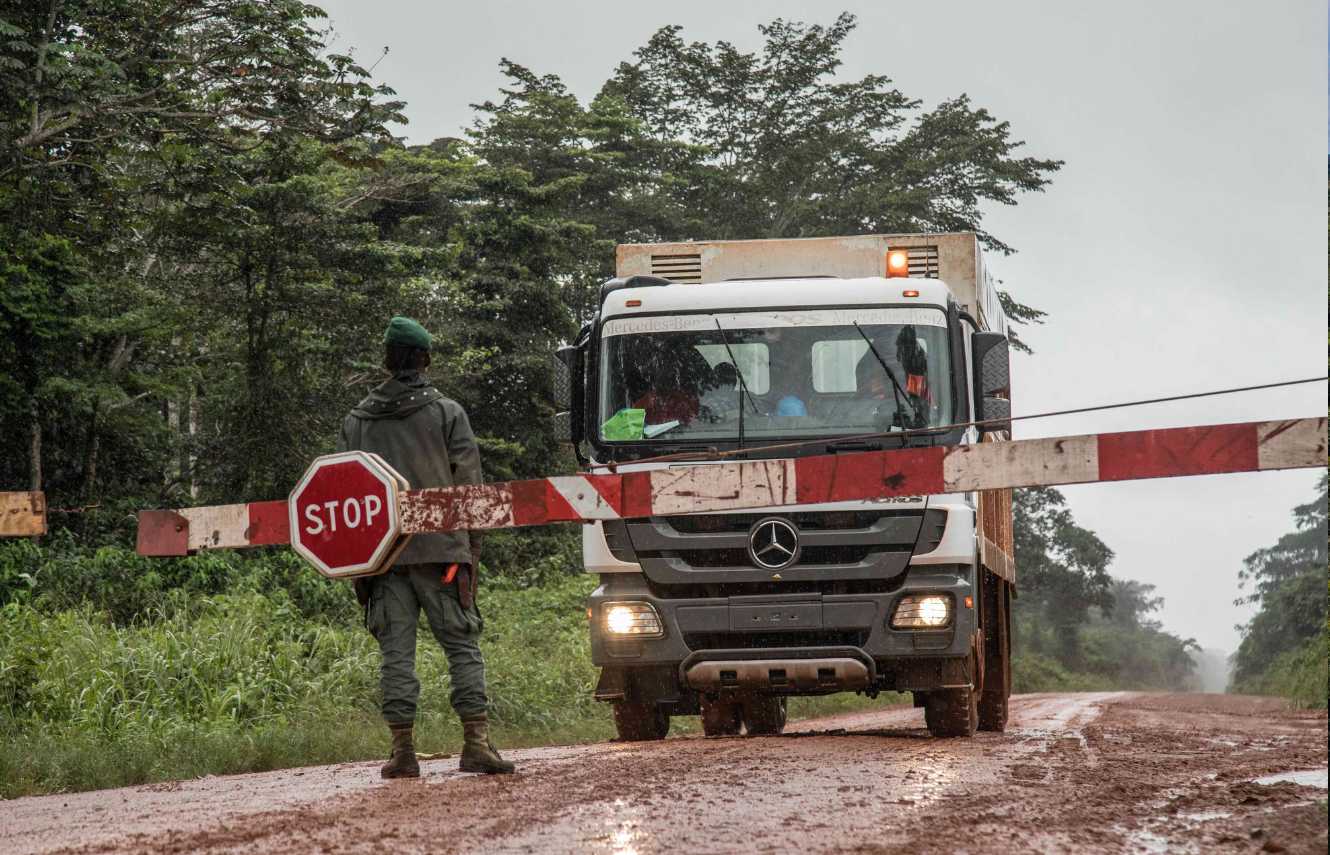 Roadblock to combat trafficking in prohibited wildlife products.