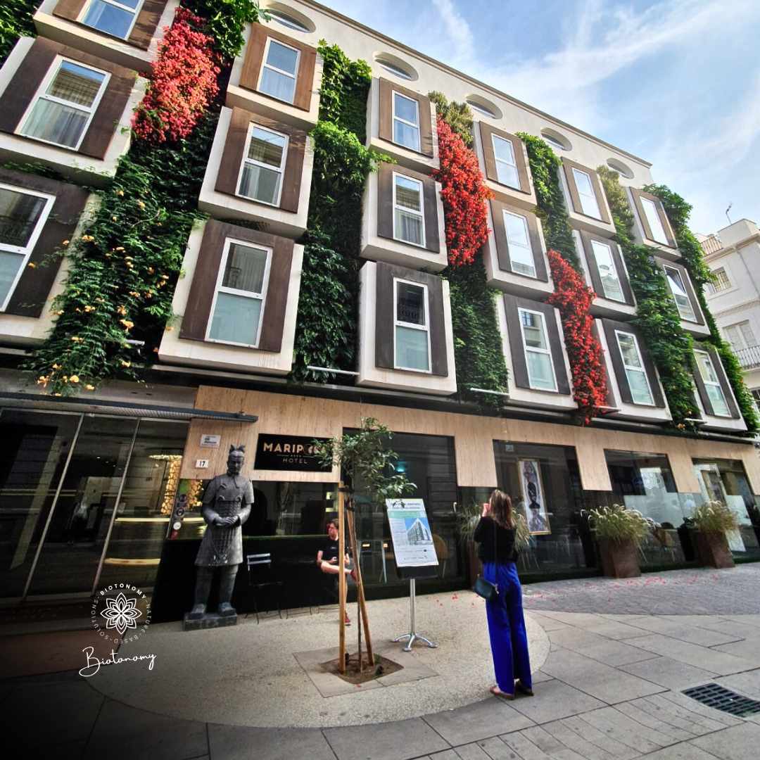 Biotonomy view of green vertical walls on building