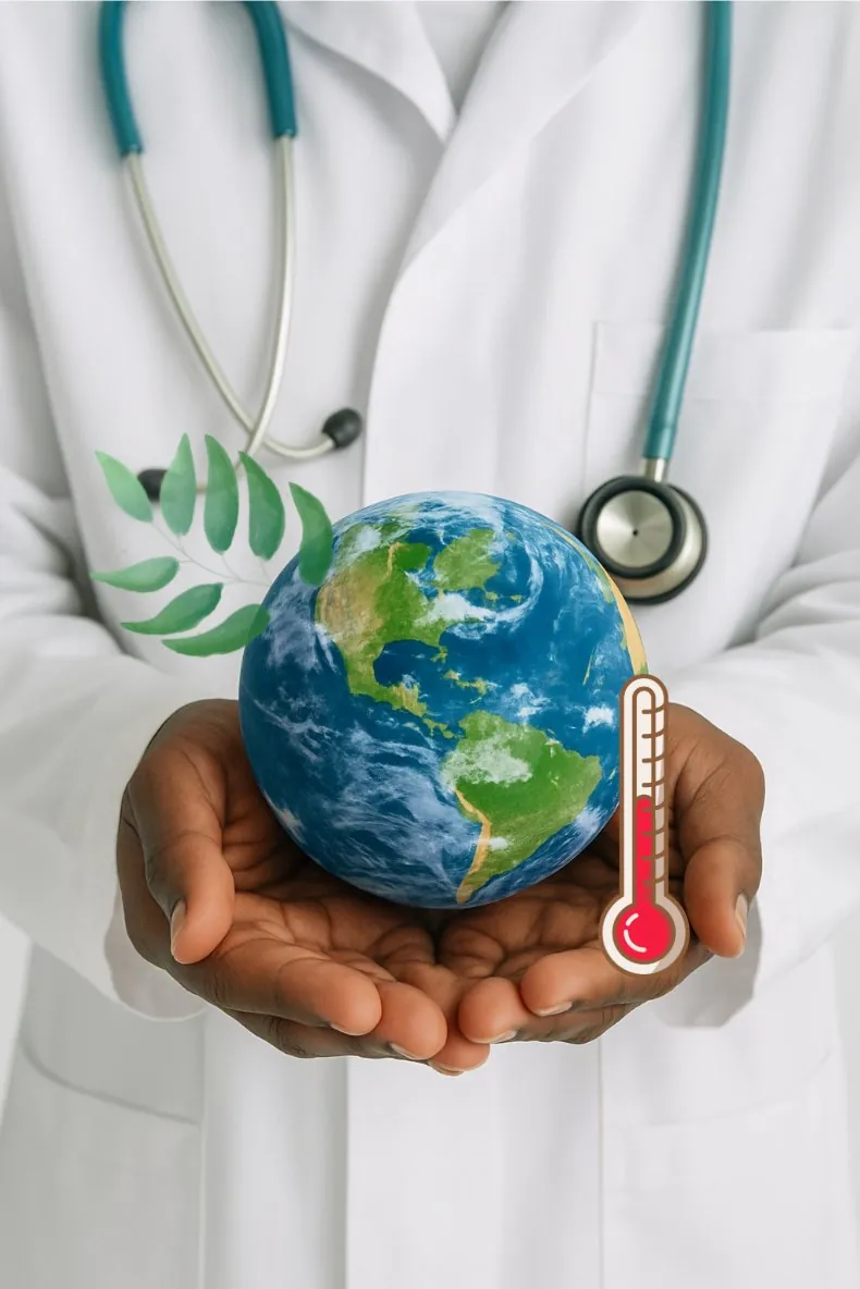 Doctor with earth in palm